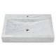 Vasque à poser rectangulaire avec perçage robinetterie en véritable marbre blanc 70x45x10 cm 