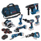 Lot de 8 machines ToolKit 18V - BOSCH - avec 4 x batterie 18V 5.0Ah - chargeur sac de transport - 0615A5004A 
