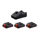 3 batteries compact procore 18v 4.0 ah avec chargeur - bosch - 0615990n2g 