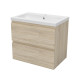 Meuble salle de bain naturel deux tiroirs avec une vasque à suspendre 60x38.5x52cm(l*w*h) 