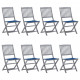 Chaises pliables d'extérieur 8 pcs avec coussins bois d'acacia - Couleur des coussins au choix Bleu-royal