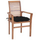 Chaises à dîner avec coussins anthracite teck solide - Couleur des coussins et nombre de chaises au choix Noir