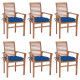 Chaises à dîner avec coussins anthracite teck solide - Couleur des coussins et nombre de chaises au choix 