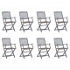 Chaises pliables d'extérieur 8 pcs avec coussins bois d'acacia - Couleur des coussins au choix Taupe