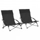 Chaises de plage pliables 2 pcs tissu - Couleur au choix Noir