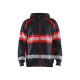 Sweat zippé à capuche haute-visibilité 35521158 - Couleur au choix Noir-rouge fluo