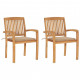 Chaises de jardin 2 pcs avec coussins, bois de teck - Couleur au choix Beige