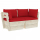 Canapé palette à 2 places de jardin avec coussins bois d'épicéa - Couleur au choix Rouge