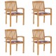 Chaises de jardin avec coussins teck massif - Couleur des coussins et nombre de chaises au choix Carreaux-rouge