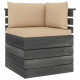 Canapé d'angle palette de jardin bois de pin avec coussin - Couleur des coussins au choix Beige
