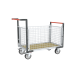 Chariot modulaire FLATPACK™ grillagé 2 dossiers + 2 ridelles plateau bois 1000 x 600 mm roues rectangle 500 kg - 806724545 
