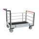 Chariot modulaire tube 2 dossiers + 2 ridelles, plateau bois avec tapis caoutchouc 1200 x 800 mm 500 kg 