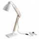 Lampe de bureau en métal blanc et bois 