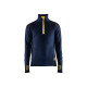 Sweat col camionneur en laine 46301071 - Couleur et taille au choix Marine-foncé-Jaune