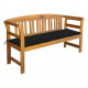 Banc de jardin avec coussin 157 cm bois d'acacia massif - Couleur du coussin au choix Noir