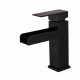 Robinet lavabo mitigeur moderne avec bec en cascade en noir solide 