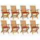 Chaises de jardin avec coussins 8 pcs bois de teck massif - Couleur des coussins au choix Rouge