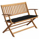 Banc de jardin avec coussin 120 cm bois d'acacia massif - Couleur du coussin au choix Noir