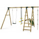 Portique en bois avec toboggan  et agrès 