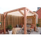 Pergola autoportante bois douglas toile crème porcelaine 3 x 2,9 m 