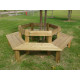 Banc tour d'arbre en bois avec dossier 