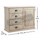 Buffet 1 porte 4 tiroirs en epicéa brut 