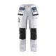 Pantalon peintre +stretch femme - 79101000 - Blanc/Noir Blanc-noir