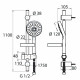 Colonne de douche en inox chromé comprenant barre murale 1100 mm, douchette 5 fonctions, porte savon 