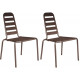 Chaise empilable menu en aluminium (lot de 2) - Couleur au choix Marron