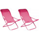 Chaise relax en acier et toile easy (lot de 2) - Couleur au choix Framboise