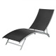 Transat chaise longue bain de soleil lit de jardin terrasse meuble d'extérieur acier et textilène noir helloshop26 02_0012245 
