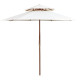 Parasol mobilier de jardin terrasse 270 x 270 cm poteau en bois blanc crème helloshop26 02_0008413 
