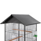 Cage à oiseaux avec toit acier noir 66 x 66 x 155 cm 