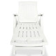 Transat chaise longue bain de soleil lit de jardin terrasse meuble d'extérieur avec repose-pied plastique blanc helloshop26 02_0012588 