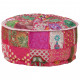 Pouf rond en coton en patchwork fait à la main 40 x 20 cm rose 