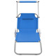Transat chaise longue bain de soleil lit de jardin terrasse meuble d'extérieur pliable avec auvent et roues acier bleu helloshop26 02_0012823 