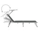 Transat chaise longue bain de soleil lit de jardin terrasse meuble d'extérieur pliable avec auvent aluminium et textilène gris helloshop26 02_0012817 