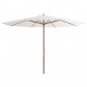 Parasol d'extérieur avec mât en bois 350 cm - Couleur au choix Sable-blanc