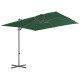 Parasol meuble de jardin en porte-à-faux avec mât en acier 250 x 250 cm vert helloshop26 02_0008608 