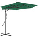 Parasol d'extérieur avec mât en acier 300 cm vert helloshop26 02_0008196 