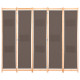 Cloison de séparation 5 panneaux marron 200 x 170 x 4 cm tissu 