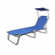 Chaise longue pliable avec auvent bleu 189 x 58 x 27 cm 