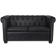 Canapé chic chesterfield à 2 places cuir synthétique noir 