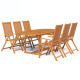 Mobilier à dîner d'extérieur 7 pcs en bois d'acacia solide 