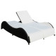 Transat chaise longue bain de soleil lit de jardin terrasse meuble d'extérieur double avec coussin vague résine tressée noir helloshop26 02_0012729 