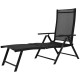 Transat chaise longue bain de soleil lit de jardin terrasse meuble d'extérieur pliable aluminium noir helloshop26 02_0012806 