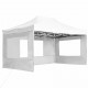 Tente de réception pliable avec parois Aluminium 4,5x3 m Blanc 
