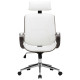 Chaise de bureau avec appuie-tête blanc similicuir et bois 