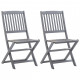 Chaises pliables d'extérieur 2 pcs bois d'acacia solide 