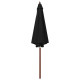 Parasol avec mât en bois 300 x 258 cm noir  